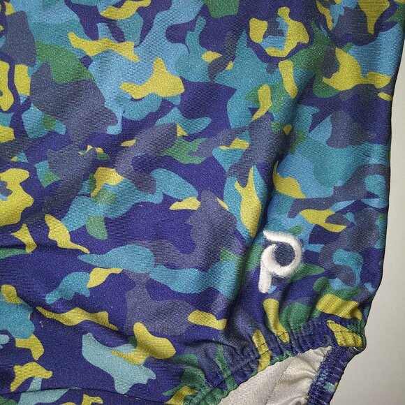 Plum Practicewear Gymnastics Leotard Purple blue yellow camo Child Large CL - Picture 3 of 4